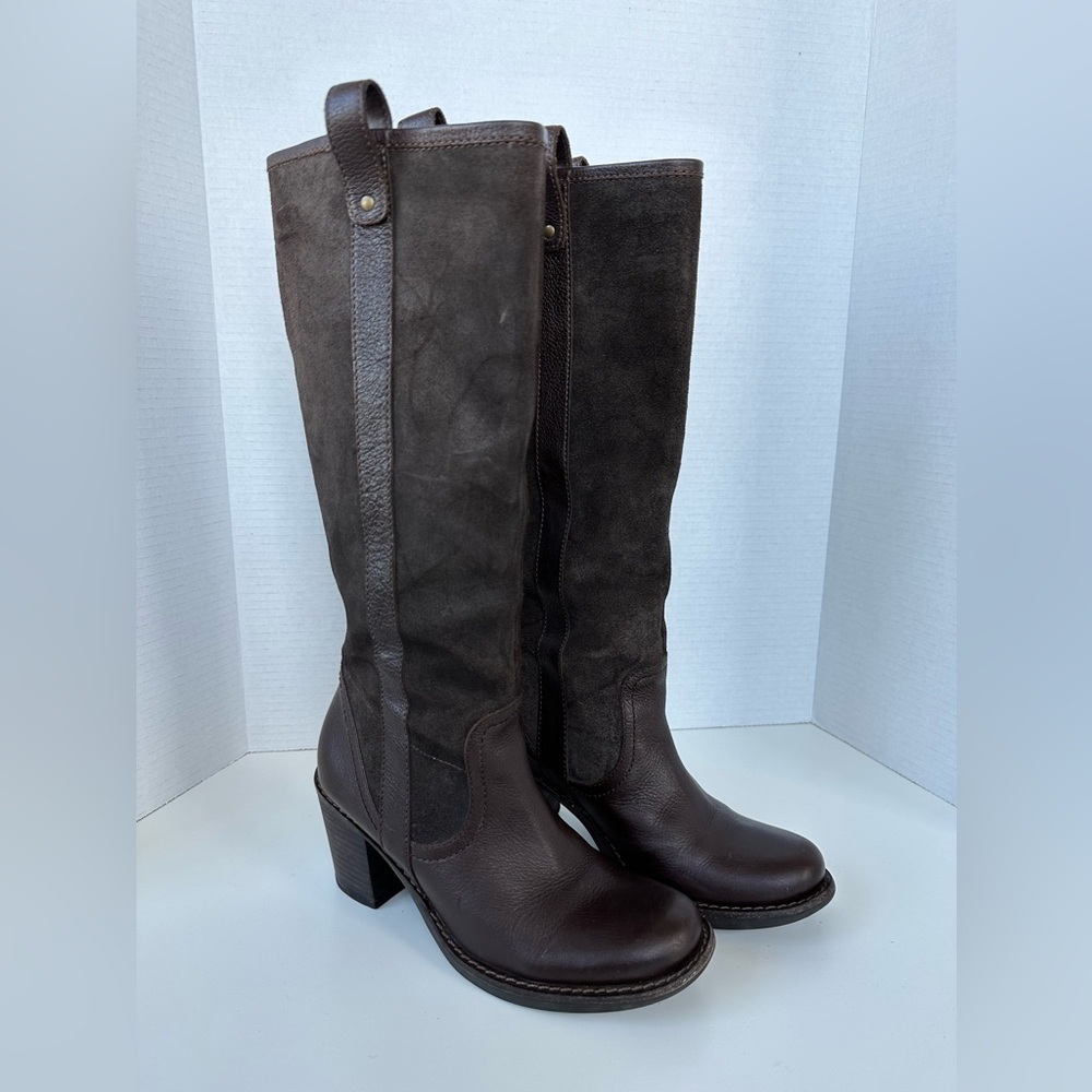 Naturalizer Riding Boots Brown Suede & Leather Knee High Pull On Boots Size 7